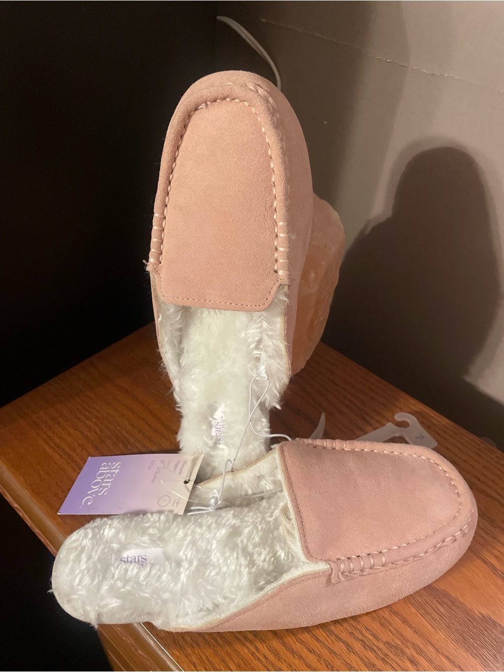 stars above blush pink/shae moccassin slippers, NWT